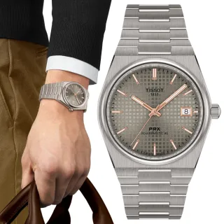 【TISSOT 天梭】PRX系列 1970年代復刻 鈦金屬 時尚機械腕錶 618 週年慶 推薦(T1378074406100)