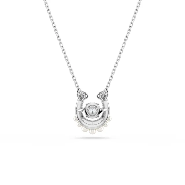 【SWAROVSKI 施華洛世奇】官方直營 Symbolica 水晶珍珠密鑲 馬蹄鐵鏈墜 圓形切割 鍍白金色 | 5736972