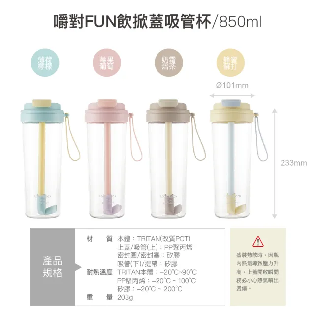 【LocknLock 樂扣樂扣】官方直營 嚼對FUN飲掀蓋吸管杯 850ml(吸管杯/掀蓋/Tritan/多色任選)