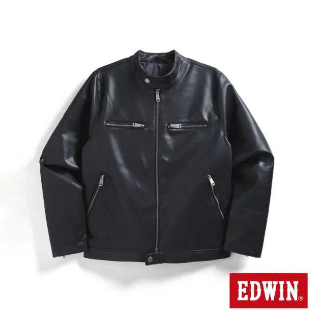 【EDWIN】男裝 AI皮外套(黑色)