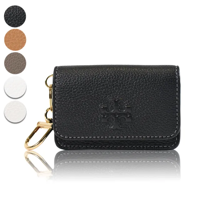 【TORY BURCH】THEA 浮雕LOGO荔枝紋釦式卡包/零錢包(新款任選)