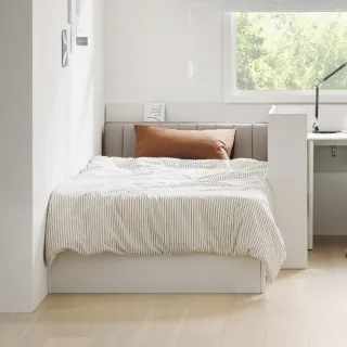 【iloom 怡倫家居】NEWT 單人收納床架 右側/左側抽屜櫃 含布質床頭板(床架 單人床架 兒童床架 兒童床)