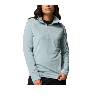 【Columbia 哥倫比亞】女款-半開襟刷毛長袖上衣-Glacial™-薄暮藍(UAR11310DE/JF)