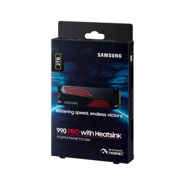 【Samsung 三星】990 PRO 2TB Gen4 PCIe SSD固態硬碟 含散熱(MZ-V9P2T0CW/ 5年保/7450MB/s/PS5適用)