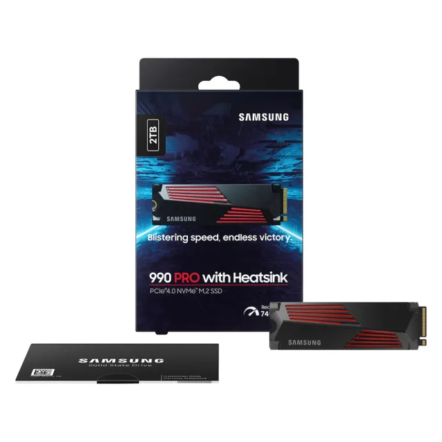 【Samsung 三星】990 PRO 2TB Gen4 PCIe SSD固態硬碟 含散熱(MZ-V9P2T0CW/ 5年保/7450MB/s/PS5適用)