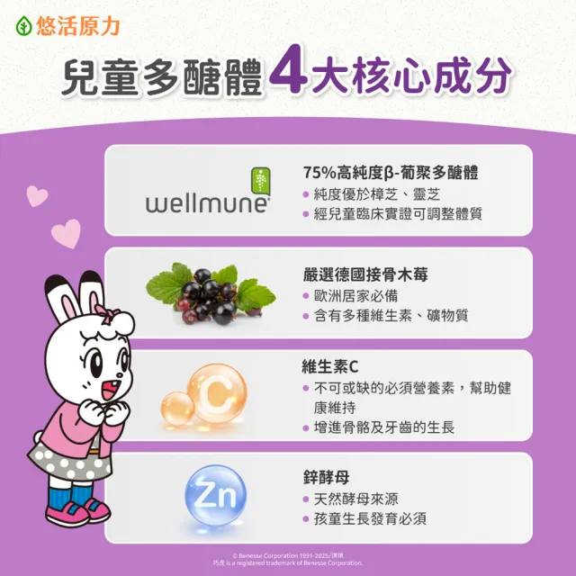 【悠活原力】巧虎聯名小悠活兒童多醣體咀嚼錠x3(30錠/盒 葡聚多醣體 接骨木莓 鋅酵母 維生素)