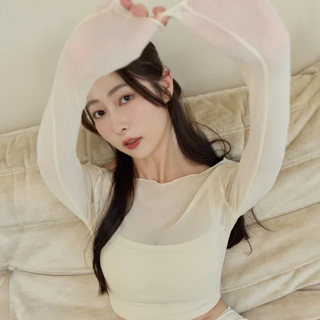 【SeasonsBikini 】2色顯瘦網紗胸墊長袖運動瑜珈上衣-B1037