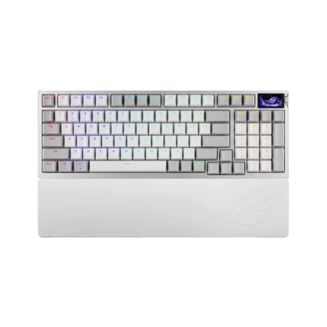 【ASUS 華碩】Azoth 96 HE Gaming Keyboard 無線電競鍵盤 - 白色(ROG HFX V2 磁性軸)