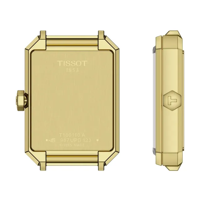 【TISSOT 天梭】SRV系列 復古經典方形珍珠貝石英錶-30mm/金 雙11 送禮(T1601103612600)