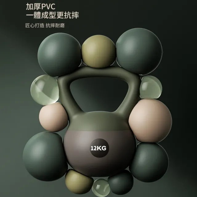 【灰熊厲害】12KG潮時尚工業風軟壺鈴 贈防滑露指手套一雙(軟式壺鈴 深蹲翹臀重訓 健身啞鈴)