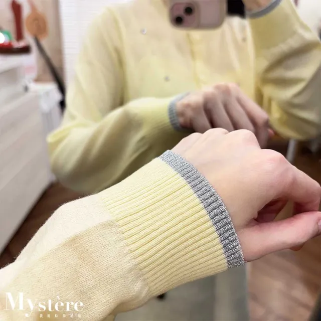 【my stere 我的時尚秘境】雙11 名媛鑲鑽雕花羊毛開襟上衣 羊毛針織 鏤空雕花上衣 羊毛上衣 針織