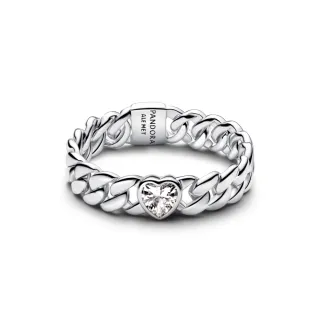 【Pandora 潘多拉】心形古巴鏈戒 (情人節 生日禮物 飾品 流行精品)