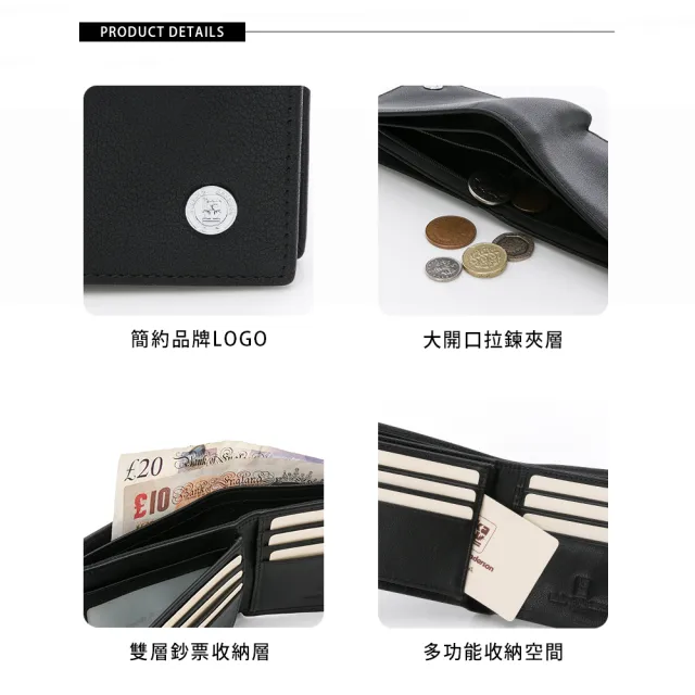 【金安德森】Vernon 銀標雙窗式短夾(沉曜黑)