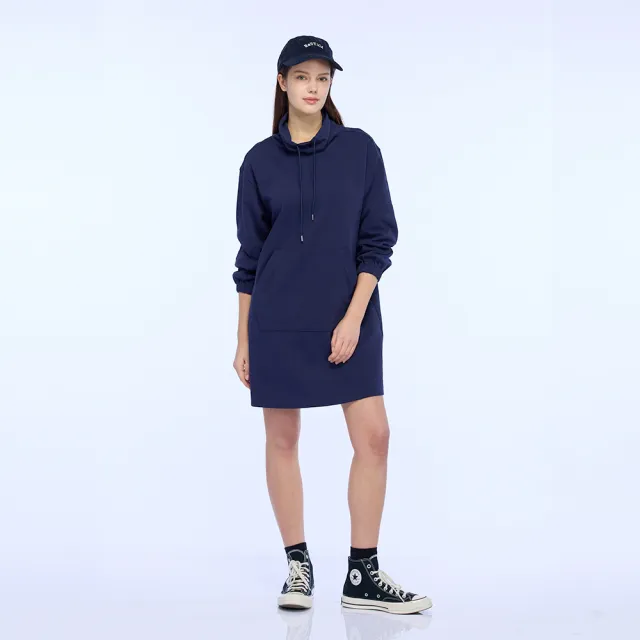【NAUTICA】官方旗艦 女裝 立領抽繩長袖連身裙(藍色)