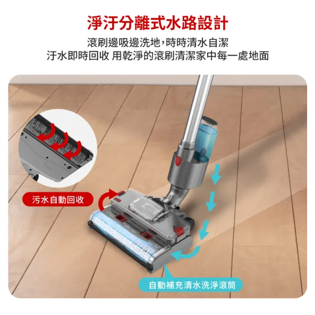 【DIKE】洗地刷頭款-淨速吸All In One V2高續航無線手持吸塵器(自動集塵/綠光顯塵)