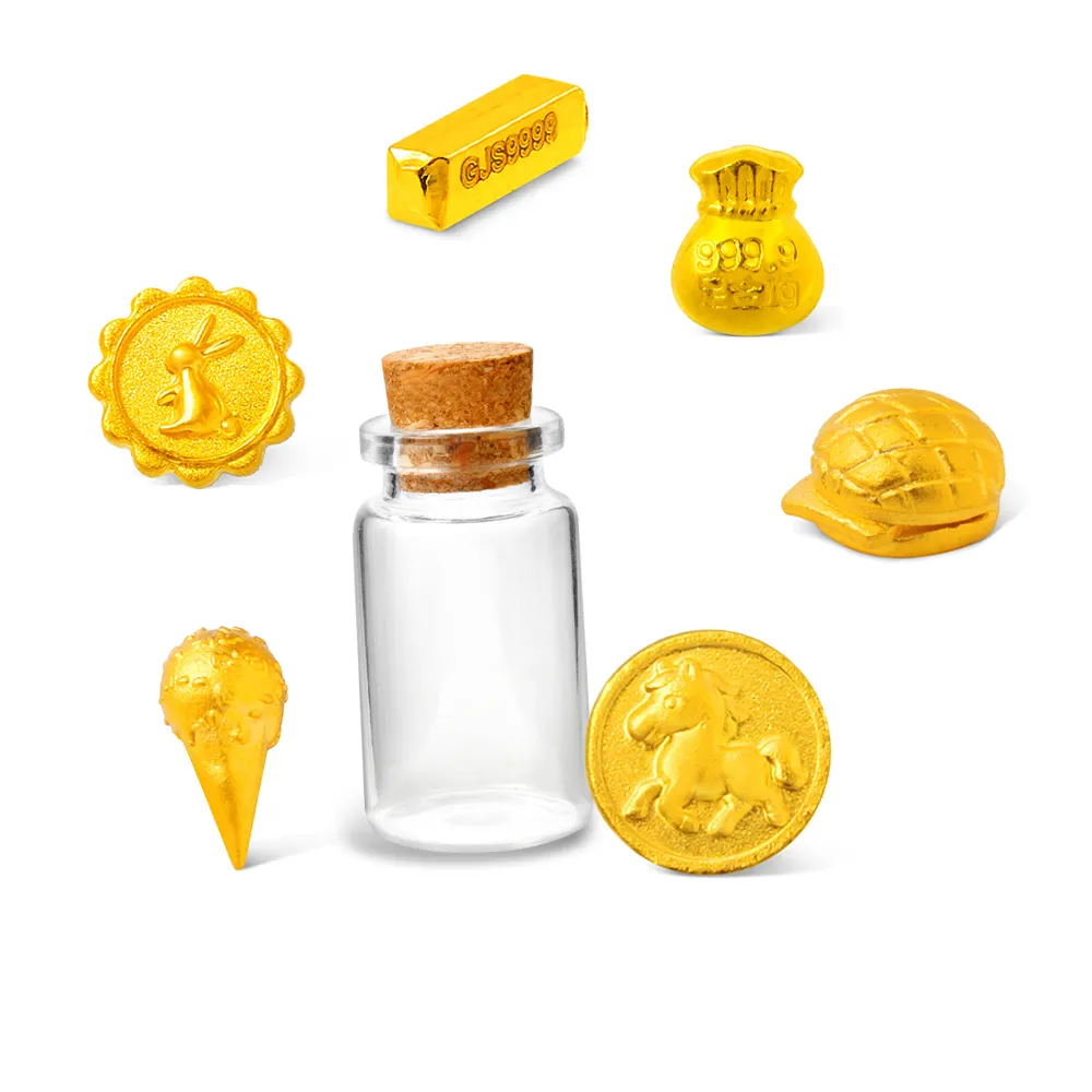 GJS 金敬順】黃金金豆純金9999 許願瓶小金豆(金重:0.27錢/1克) - momo