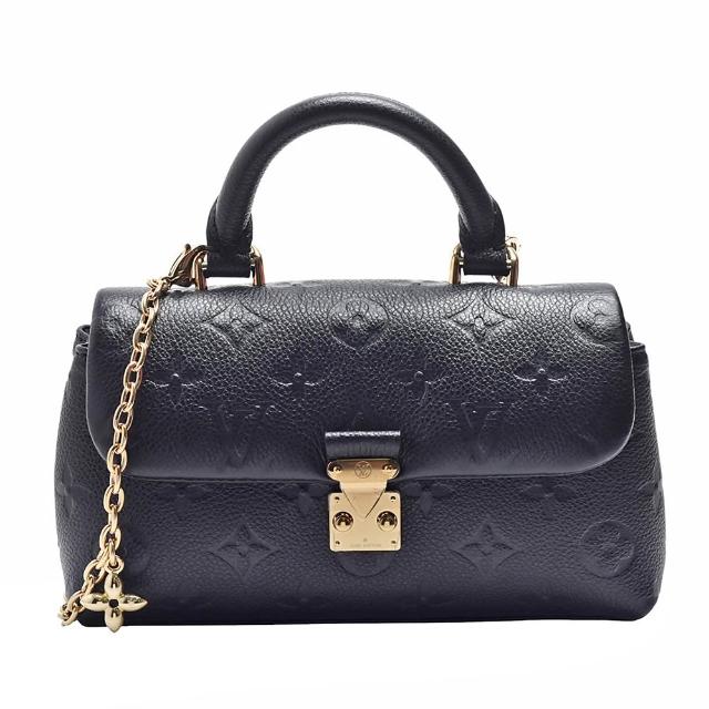 LV LOUIS VUITTON路易威登 M12144 經典 Nano Madeleine 系列粒面牛皮金鏈帶手提
