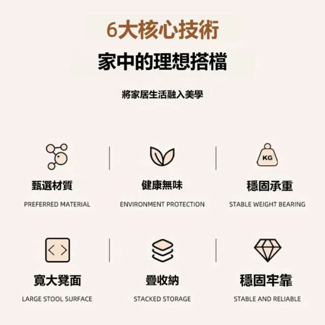 【Quality 聚家】實木凳子 可疊放家用圓凳 廚房餐桌凳（32*32*45CM）(寬大凳面 承重穩固 疊放收納)