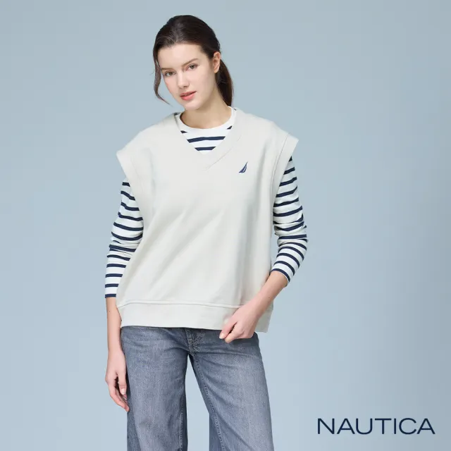 【NAUTICA】官方旗艦 女裝 V領無袖背心(米白色)