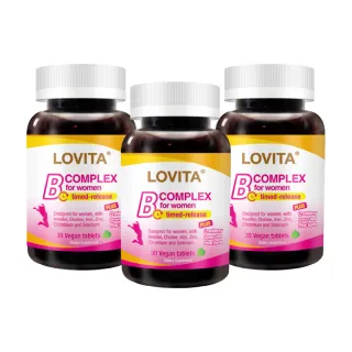 【LOVITA 愛維他】女性長效美妍活力B群 3入組(共90錠)(買就送男性B群 momo獨家販售)