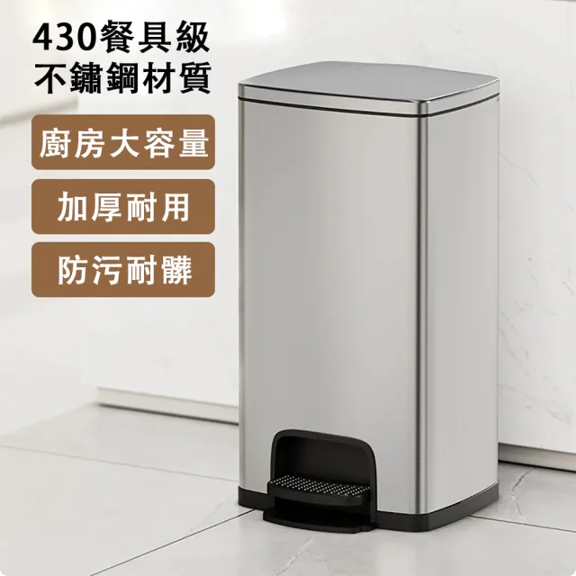【佳美多】垃圾桶 家用垃圾桶 不鏽鋼垃圾桶 腳踩廚房家用  商用腳踏式垃圾桶 帶蓋垃圾桶(20L帶內桶)