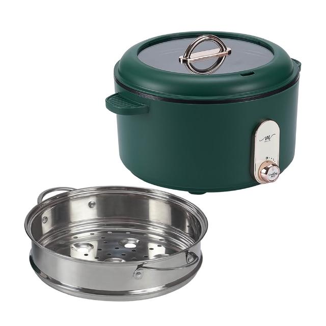 【MOLIJIA 魔力家】3L-M25 多功能美食料理不沾快煮電火電湯鍋+M2209不鏽鋼蒸籠(BY011025/SY011022-09)