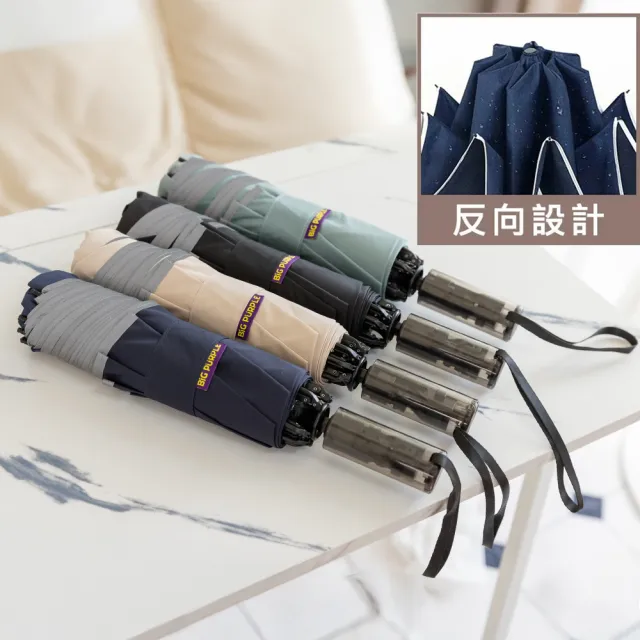 【雨傘王】BigPurple 反向傘 25吋 自動傘  強抗風 折疊傘 快乾 開車必備 1-2人撐(超值款無維修)