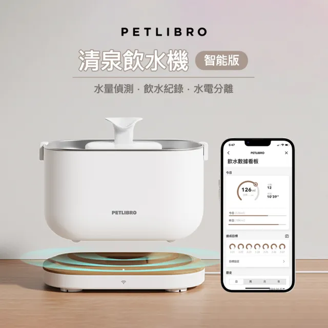 【PETLIBRO】清泉寵物飲水機 智能款(2.5L偵測寵物飲水量 APP監控 智能出水 寵物飲水機 飲水機)