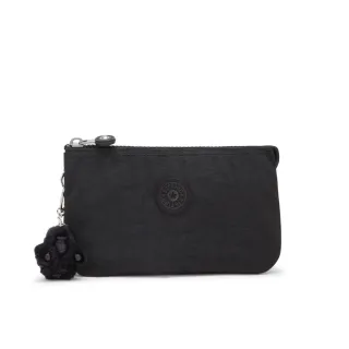 【KIPLING】曜岩黑品牌經典圓標三夾層配件包-CREATIVITY L