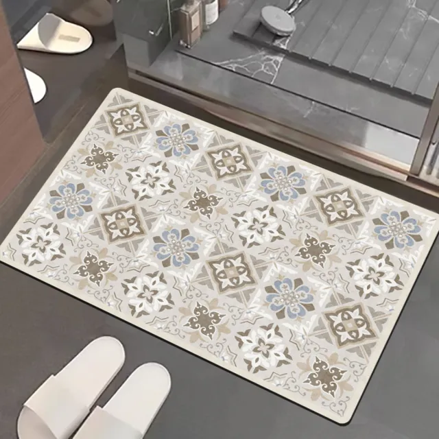 【嵐楓居家】4入奈米絨面軟式硅藻土吸水止滑地墊(踏墊/浴室.廚房地墊/速乾)