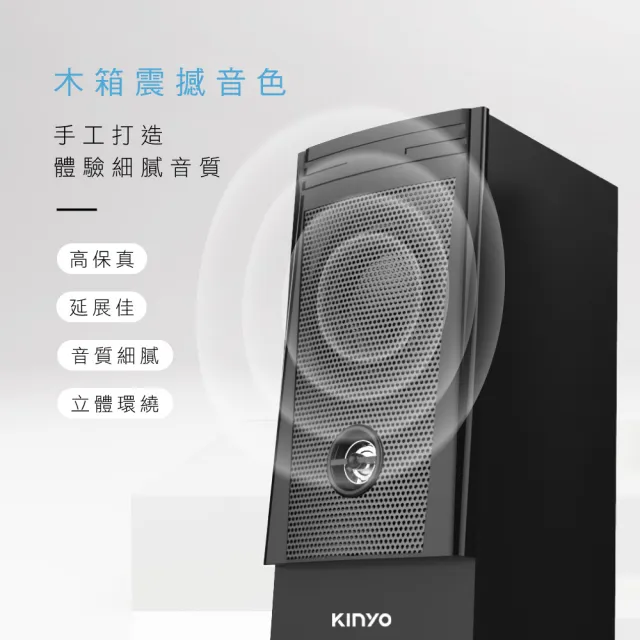 【KINYO】二件式木質立體擴大音箱/立體喇叭(PS-2000)