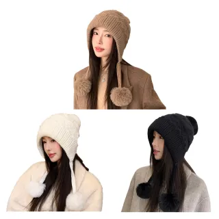 【MUAN】冬季加厚雙層護耳針織帽 兔毛防寒保暖帽 護耳帽 防風帽