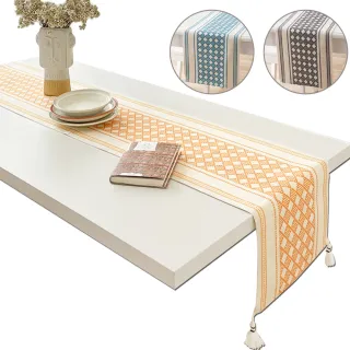 ｜Dido home｜現代簡約 加厚棉麻長桌旗 裝飾桌布-格紋(HM131)