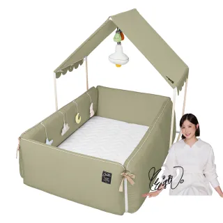 【gunite】多功能第三代落地式沙發嬰兒陪睡床0-6歲+屋頂組(瑞典綠)