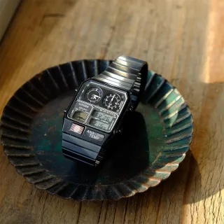 【CITIZEN 星辰】Chronograph 經典金屬復刻雙顯手錶-黑 送禮 禮物(JG2105-93E)