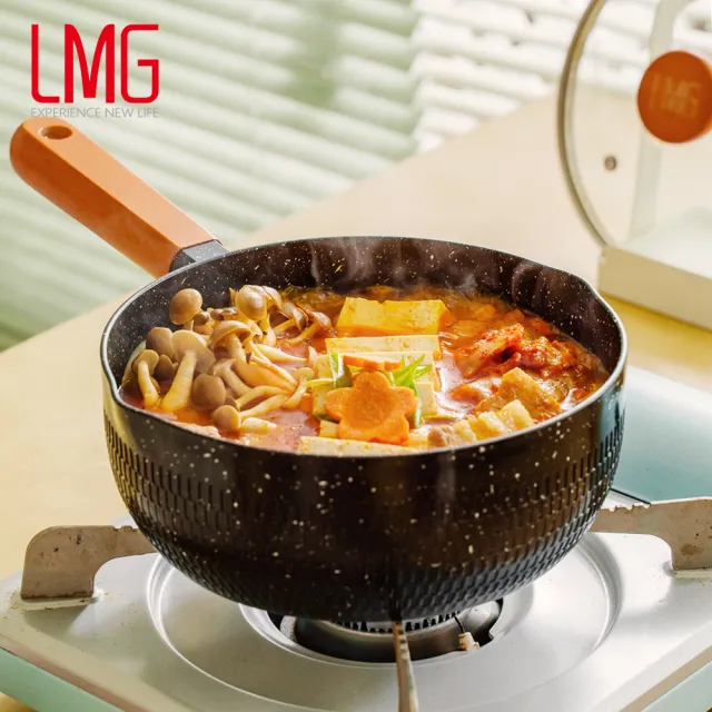 【LMG】雪藏系列不沾鍋雙鍋四件組-IH爐可用鍋(平底鍋28cm+雪平鍋20cm+鍋蓋*2)