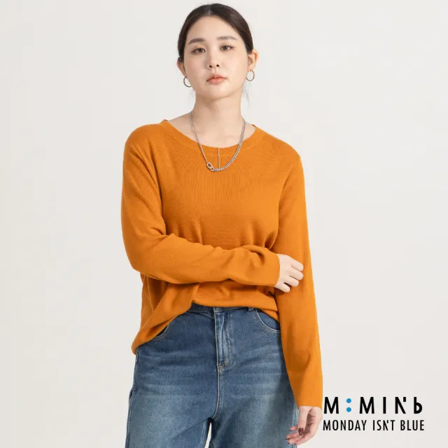 【M:MINb】不易皺簡約針織上衣(深橘/中大尺碼女裝/XL女裝/女裝/大尺碼上衣/針織上衣)