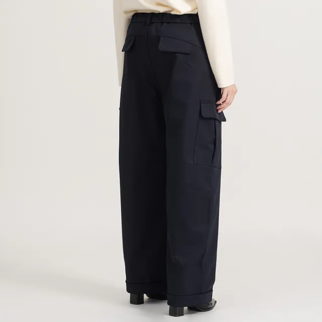 【M：MINb】都會風挺廓剪接造型工裝褲(深藍/中大尺碼女裝/XL女裝/女裝/工裝褲/肉肉女穿搭)