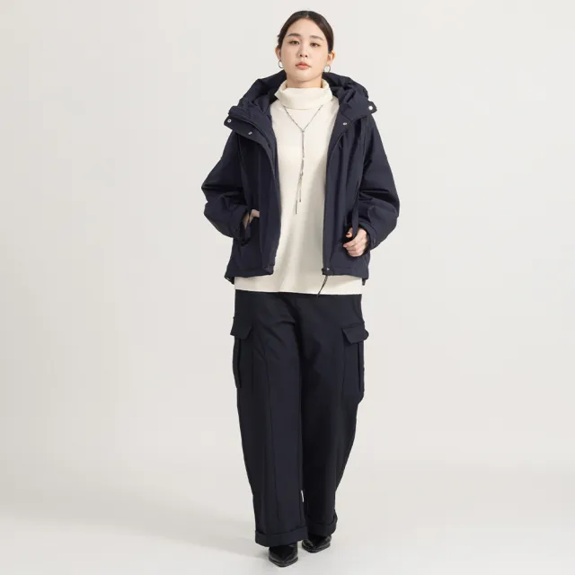 【M：MINb】都會風挺廓剪接造型工裝褲(深藍/中大尺碼女裝/XL女裝/女裝/工裝褲/肉肉女穿搭)