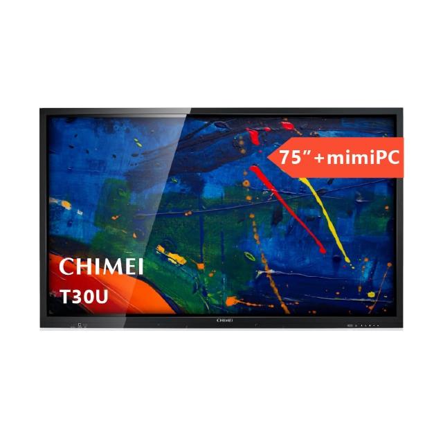 CHIMEI奇美 EB-75T30U 是一款75型大型觸控顯示器，具備4K HDR解析度，支援電子白板功能，內建易操作指南與快捷浮動選單，提供更簡潔的使用體驗。適合教育、商務與家庭使用，擁有高畫質與觸控靈敏度，是多功能的顯示解決方案。
