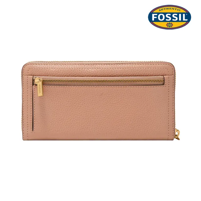 【FOSSIL】Logan 三折真皮拉鍊 長夾-粉紅色 SL7831682