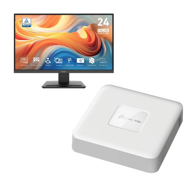 【MSI 微星】MSI 微星 PRO MP243L E14 24型平面美型商用螢搭VIGI NVR1104H-4P 4路 PoE+ 網路監控主機