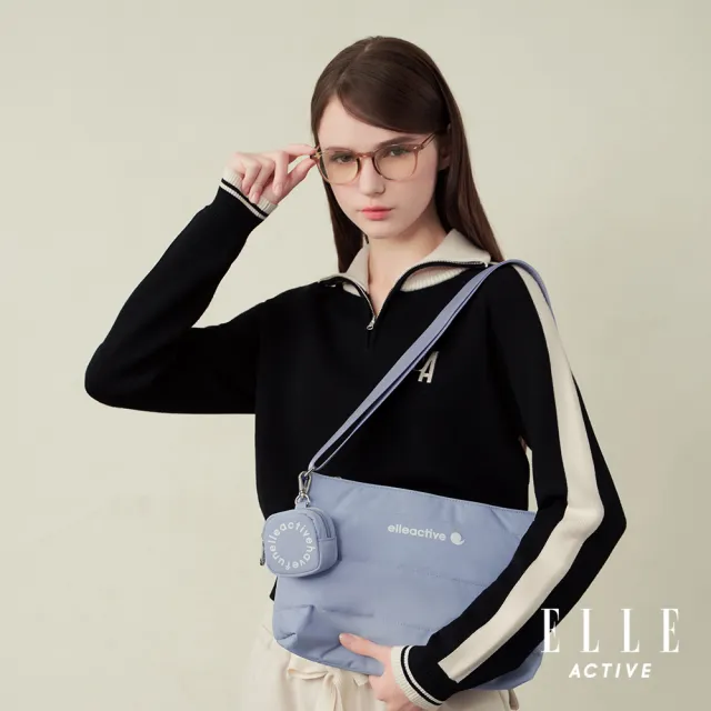 【ELLE ACTIVE】輕量多功能斜背包-淺藍色(EA25S2FB601-31)