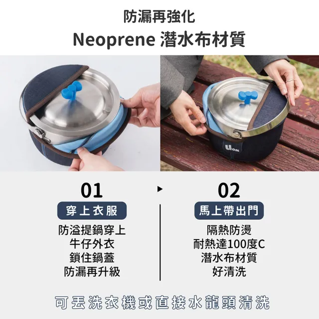 【UCOM 瑞康屋】牛仔系列 316防溢提鍋22CM(4.3L 附提袋)
