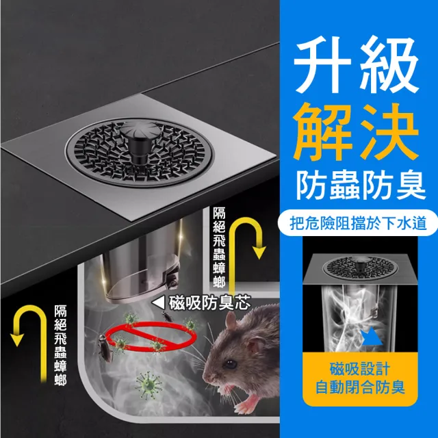 【HOME+】下水道防臭 落水頭 防臭地漏網 地板落水頭 排水地漏 浴缸排水孔 B-FFDF(防蟑落水頭 排水地漏)