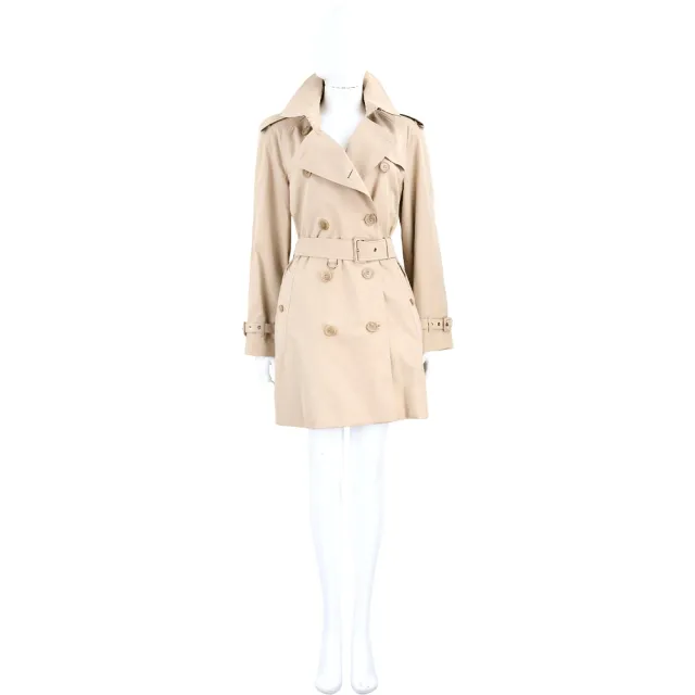 【BURBERRY 巴寶莉】Heritage Waterloo 華達呢棉質短版風衣-淺褐色