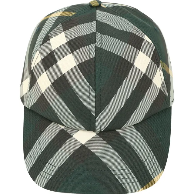 【BURBERRY 巴寶莉】格紋帆布棒球帽-常春藤綠