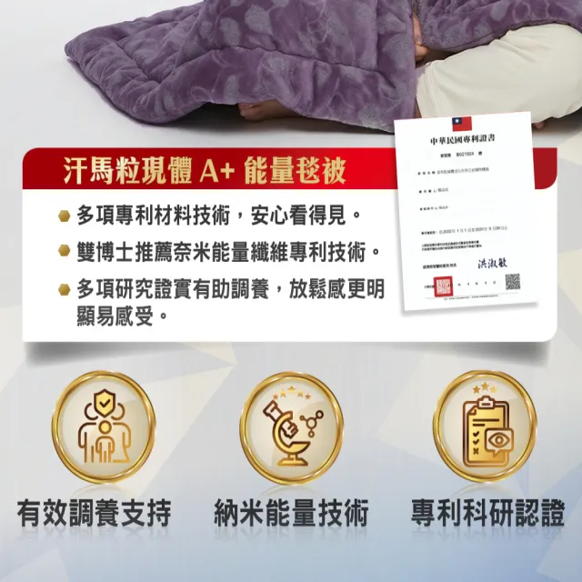 【HanMa 汗馬】專利超導電位舒壓毯被 2件超值組(廖輝英代言/雙博士認證推薦/買一送一)
