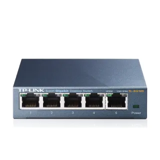 【TP-Link】5埠 Gigabit 桌上型 10/100/1000Mbps 專業級乙太網路交換器 隨插即用 鋼殼(TL-SG105)