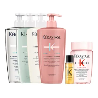 【KERASTASE 巴黎卡詩】500ml大容量髮浴/洗髮精(多款任選/控油/護色/去屑/豐盈/養髮)